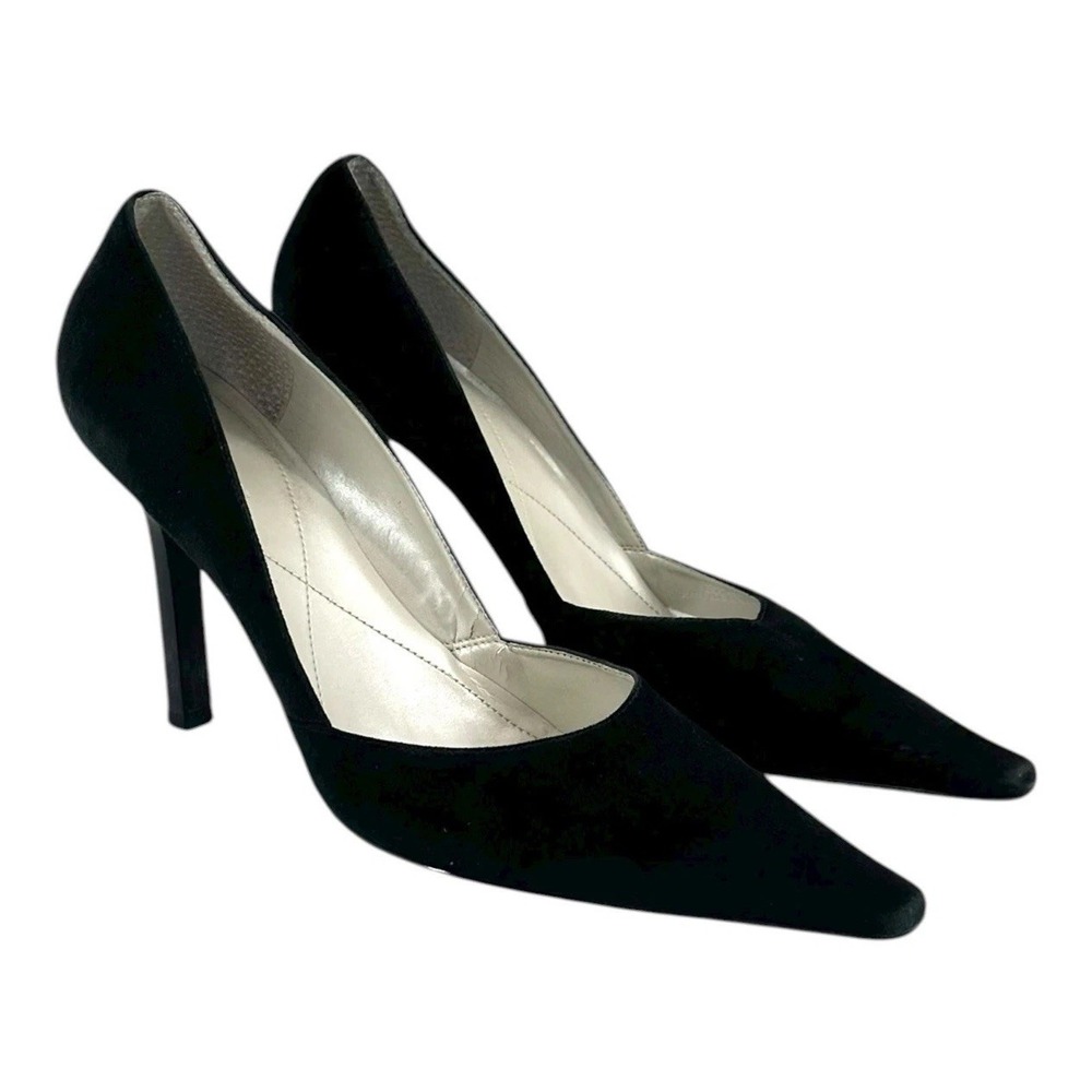 BCBG Black Suede Pointed Toe Pumps Women's 9.5 High Heels Classic Dress Shoes